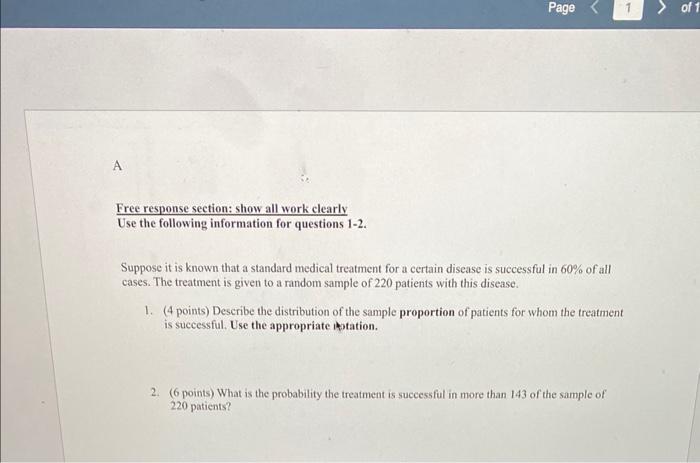 Solved Free response section: show all work clearly Use the | Chegg.com