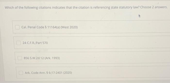 Solved Which of the following citations indicates that the | Chegg.com