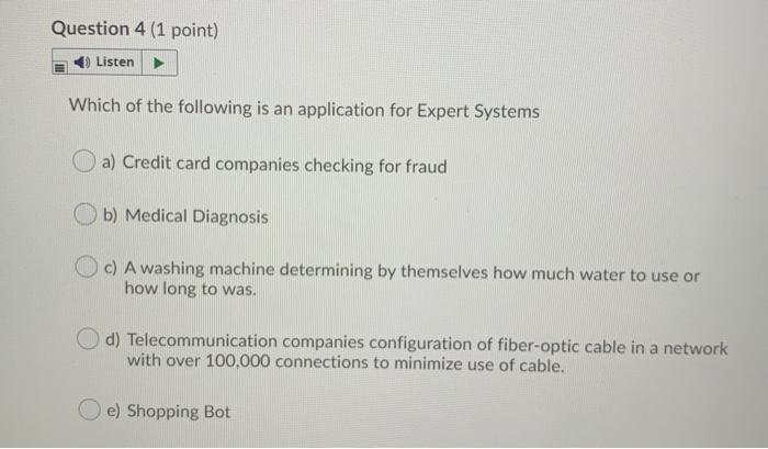 Solved Listen Which of the following an application for | Chegg.com