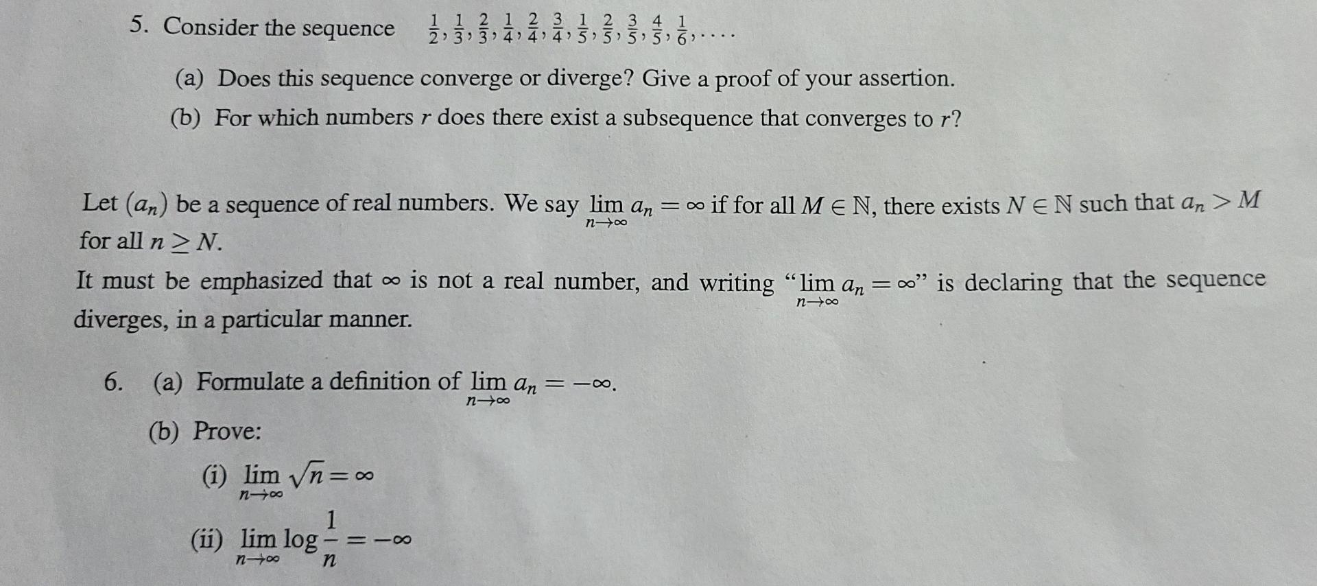 Solved 5. Consider the sequence | Chegg.com