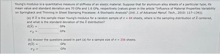 Solved Young's modulus is a quantitative measure of | Chegg.com