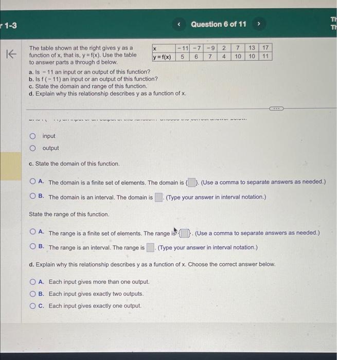 Solved The Table Shown At The Right Gives Y As A Function Of | Chegg.com