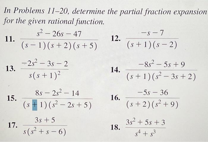 Solved In Problems 11-20, determine the partial fraction | Chegg.com