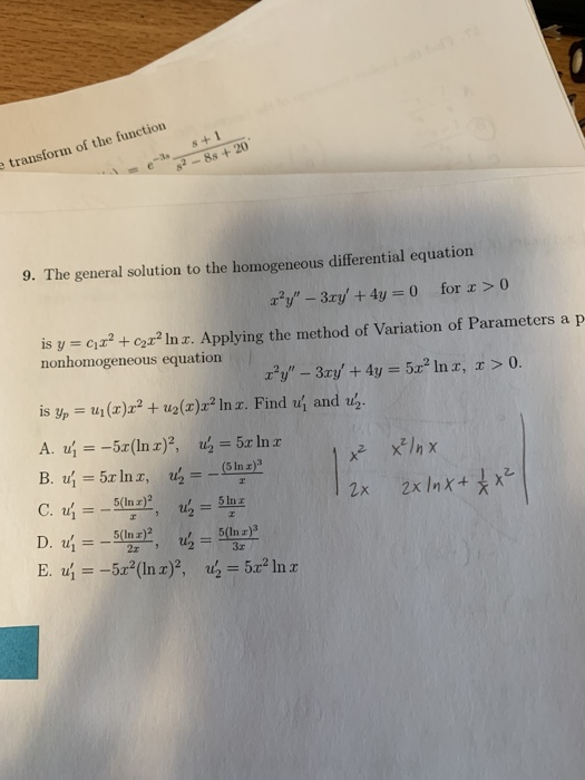 Solved 8 1 Transform Of The Function 32 8s 9 The G Chegg Com