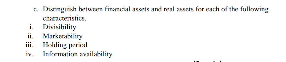 Solved c. Distinguish between financial assets and real | Chegg.com