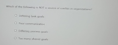 Solved Which of the following is NOT a source of conflict in | Chegg.com