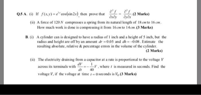 Solved Q 5 A I If F X Y Cos Sin 2x Then Prove That Chegg Com