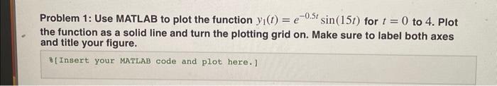 Solved Problem 1: Use MATLAB to plot the function | Chegg.com