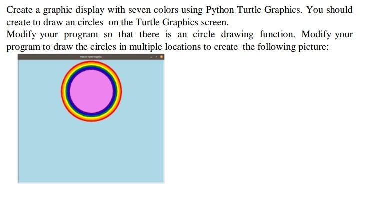 Solved Create a graphic display with seven colors using | Chegg.com