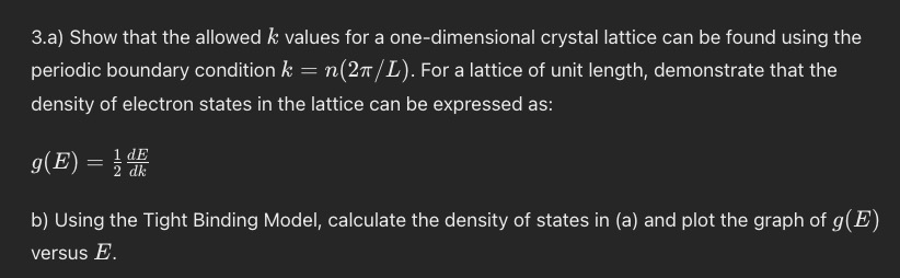 Solved 3.a) ﻿Show that the allowed k ﻿values for a | Chegg.com