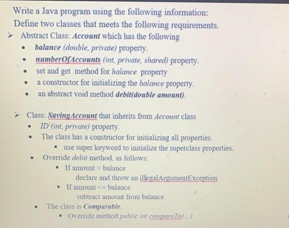 Solved Write a Java program using the following information: | Chegg.com