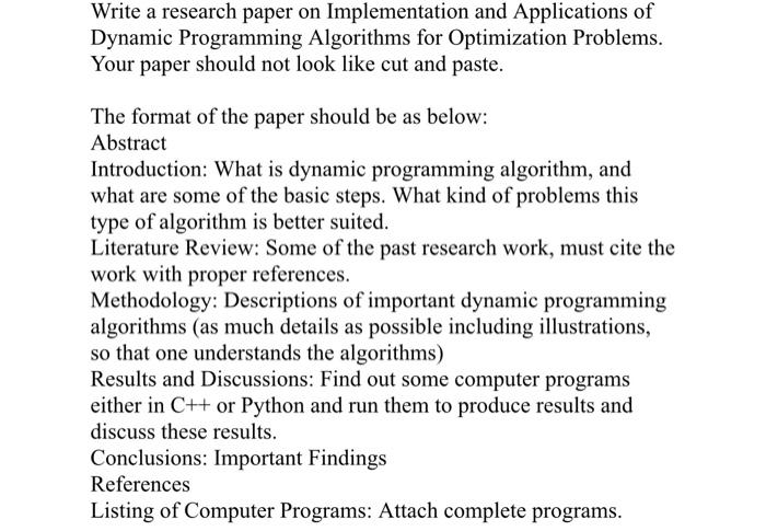 Solved Write a research paper on Implementation and | Chegg.com