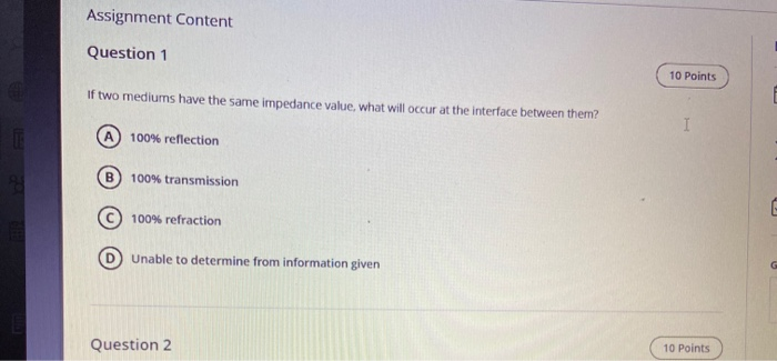 Solved Assignment Content Question 1 10 Points If two | Chegg.com