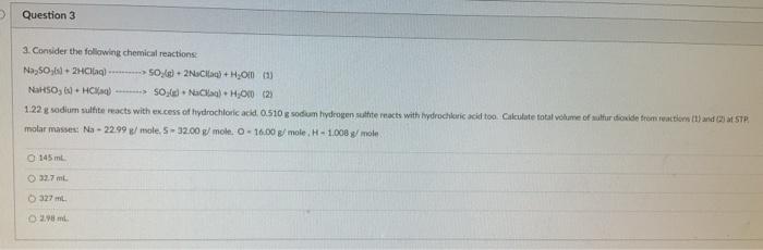Solved Question 3 3. Consider the following chemical | Chegg.com