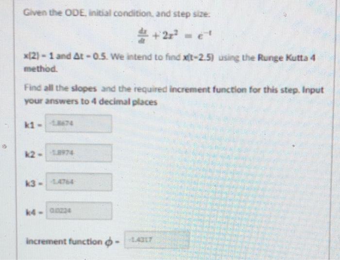 Solved Given the ODE, Initial condition and step size. x[21 | Chegg.com