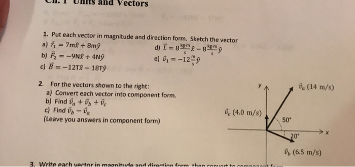 Solved And Vectors 1 Put Each Vector In Magnitude And Di Chegg Com