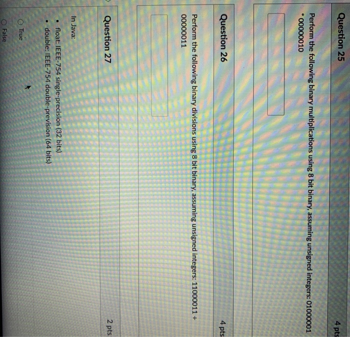 Solved Question 25 4 pts Perform the following binary | Chegg.com