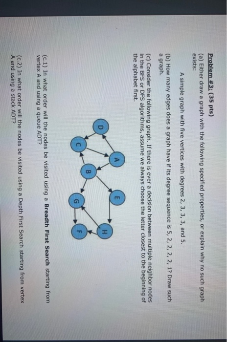 Solved Problem #3: (35 pts) (a) Either draw a graph with the | Chegg.com