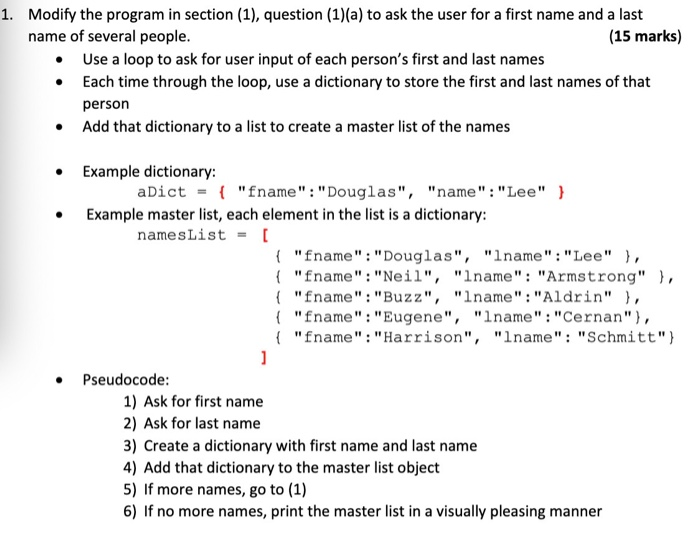 Solved 1. Modify the program in section (1), question (1)(a) | Chegg.com