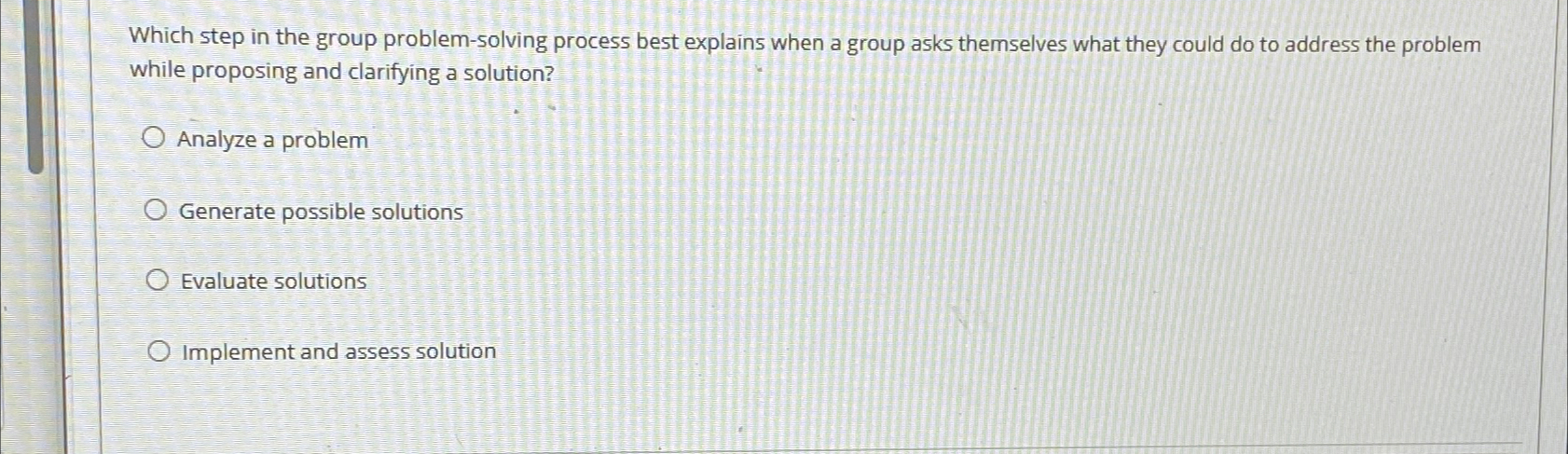 Solved Which step in the group problem-solving process best | Chegg.com