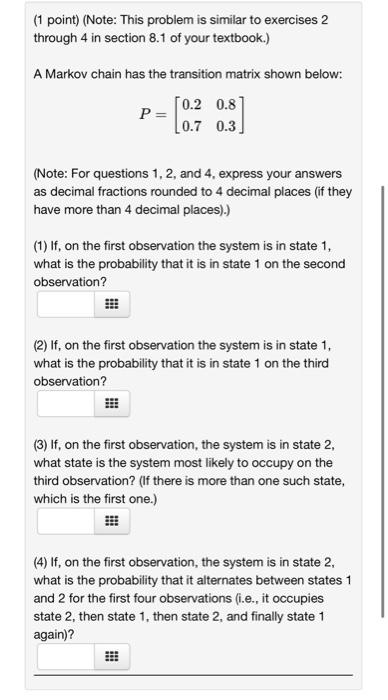 Solved (1 point) (Note: This problem is similar to exercises | Chegg.com