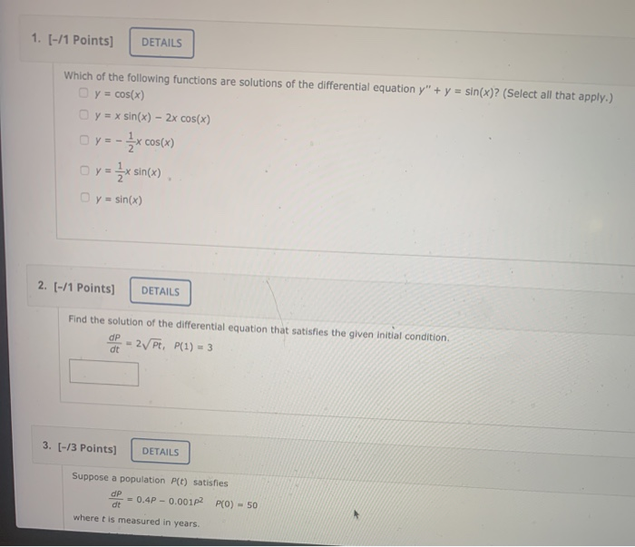 Solved 1. [-/1 Points] DETAILS Which of the following | Chegg.com