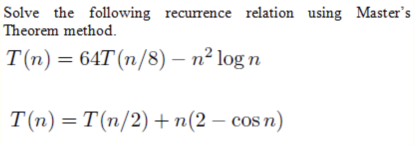 Solved Solve the following recurrence relation using | Chegg.com