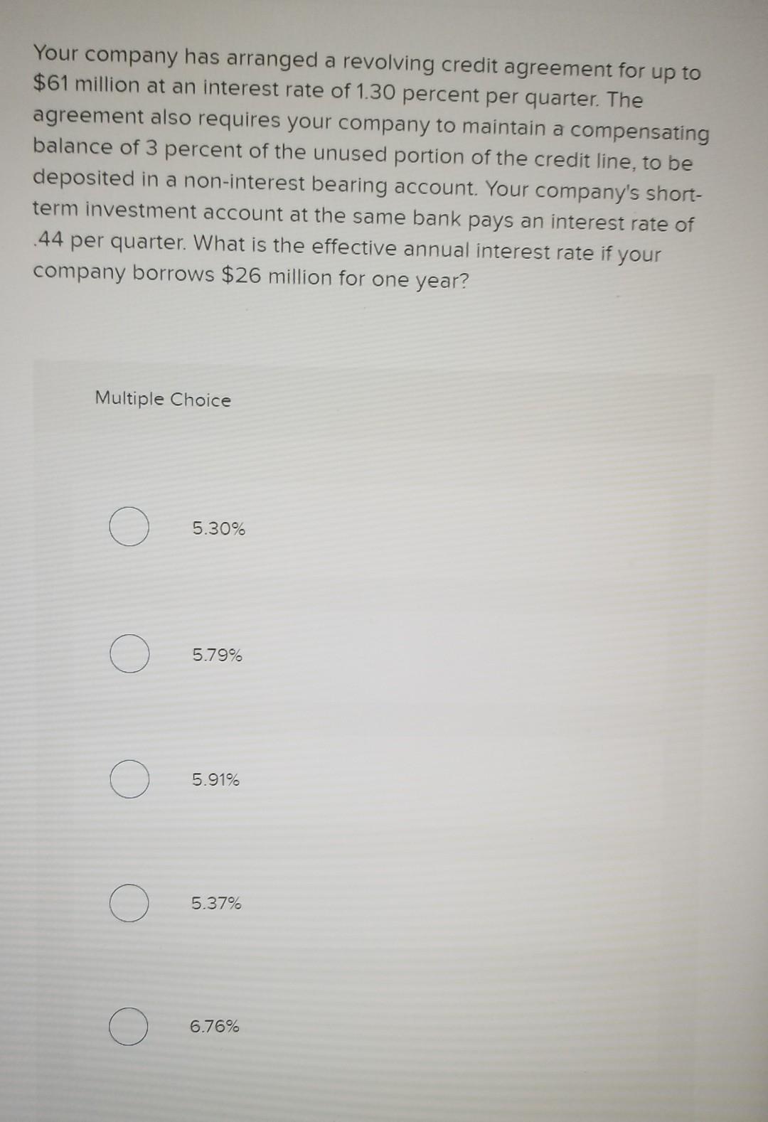 Solved Your company has arranged a revolving credit | Chegg.com