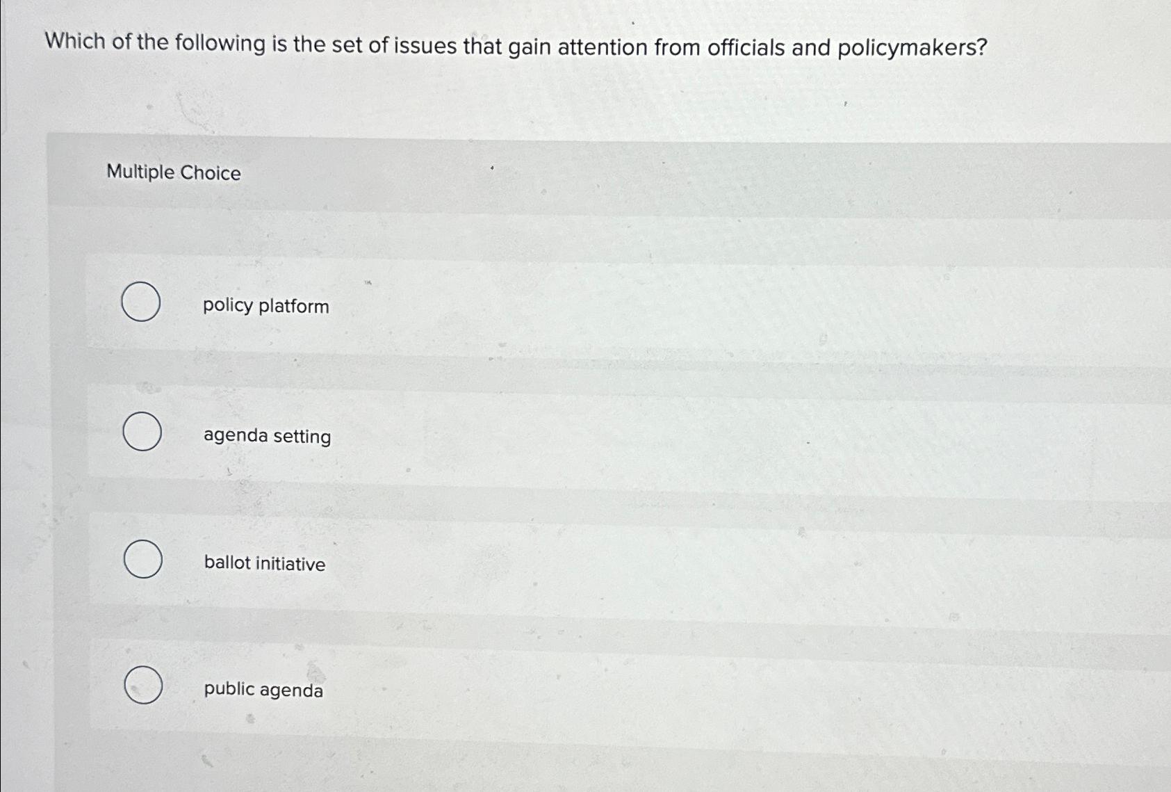 Solved Which of the following is the set of issues that gain | Chegg.com