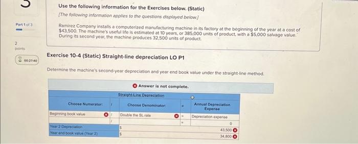 Solved Use The Following Information For The Exercises | Chegg.com