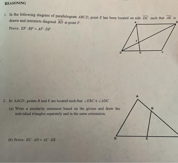 Solved REASONING 1. In the following diagram of | Chegg.com