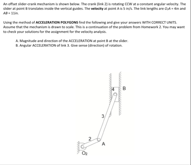 An offset slider-crank mechanism is shown below. The | Chegg.com