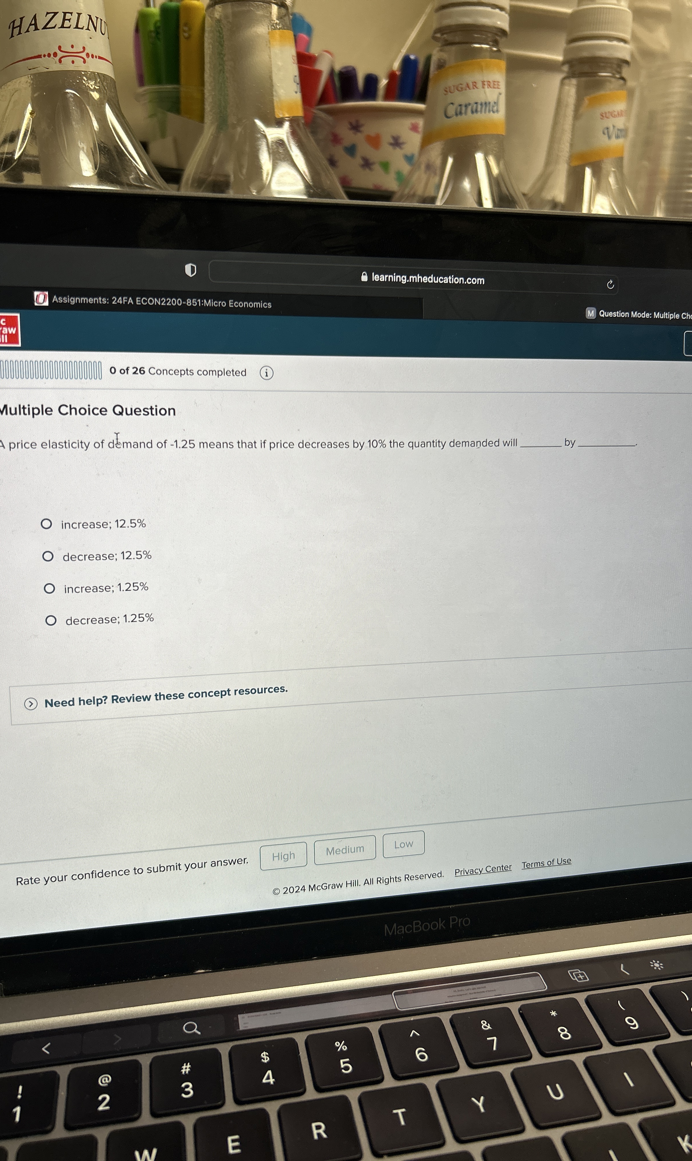 Solved Multiple Choice QuestionA price elasticity of dEs of | Chegg.com