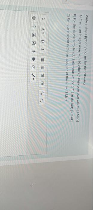 Solved Write a single python program for the following A) | Chegg.com