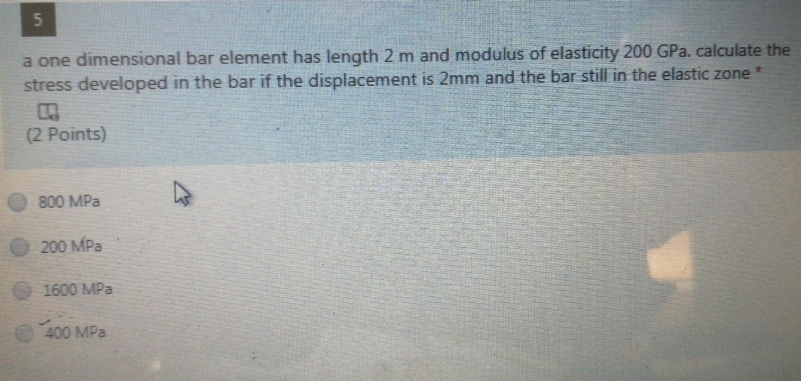 Solved 5 a one dimensional bar element has length 2 m and | Chegg.com