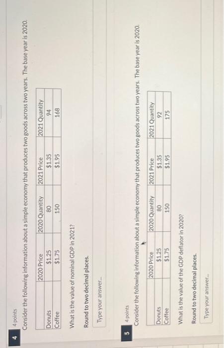 Solved 4 points Consider the following information about a | Chegg.com
