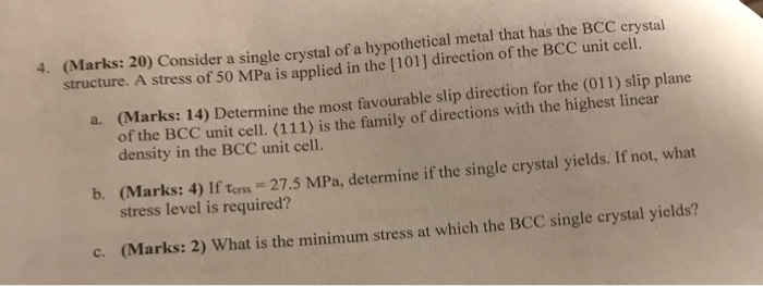 Solved 4. (Marks: 20) Consider a single crystal of a | Chegg.com