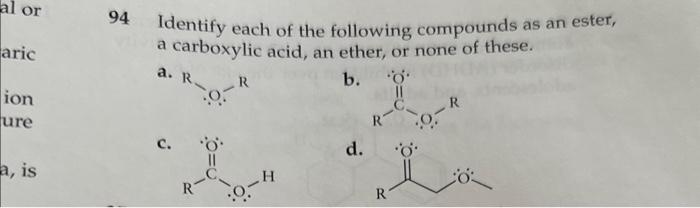 Solved 94 Identify each of the following compounds as an | Chegg.com