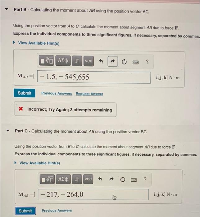 Part B - Calculating The Moment About AB Using The | Chegg.com