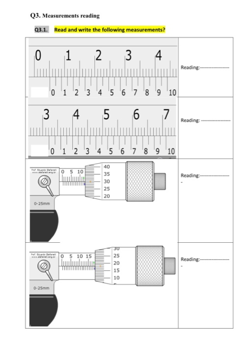 Solved Q3. Measurements reading Q3.1. Read and write the | Chegg.com