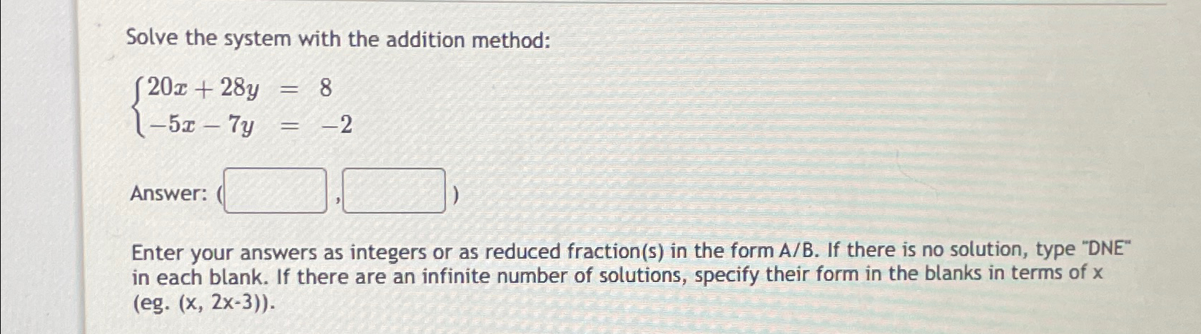 Solved Solve the system with the addition | Chegg.com
