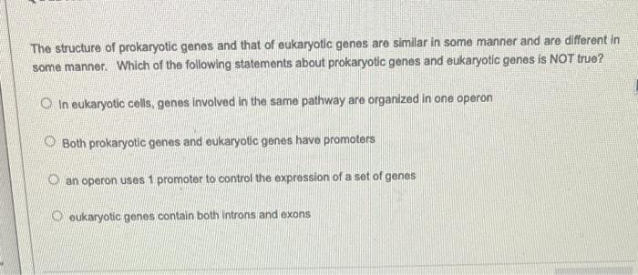 Solved The structure of prokaryotic genes and that of | Chegg.com