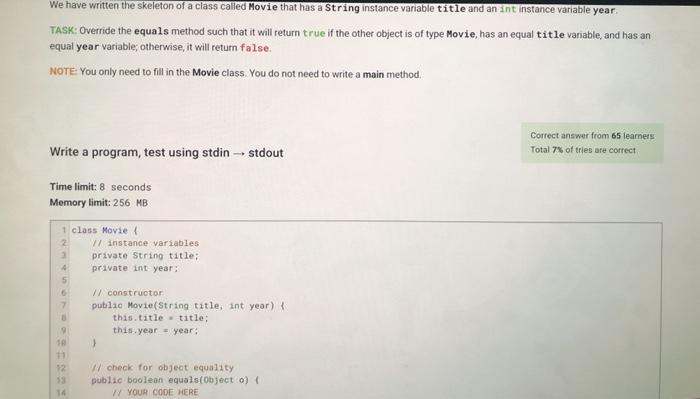 Solved We have written the skeleton of a class called Movie | Chegg.com