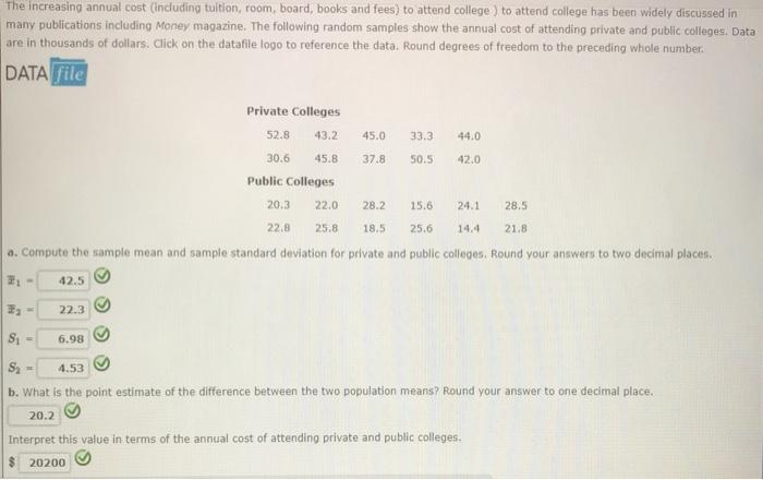 Solved The Increasing Annual Cost (including Tuition, Room, | Chegg.com