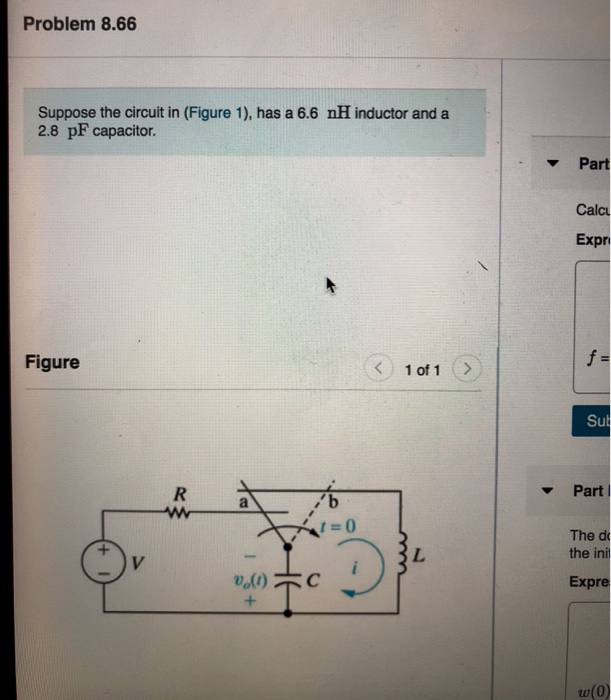 Solved Problem 8.66 Suppose the circuit in (Figure 1), has a | Chegg.com