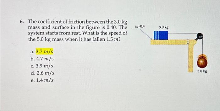 Solved 6. The coefficient of friction between the 3.0 kg | Chegg.com