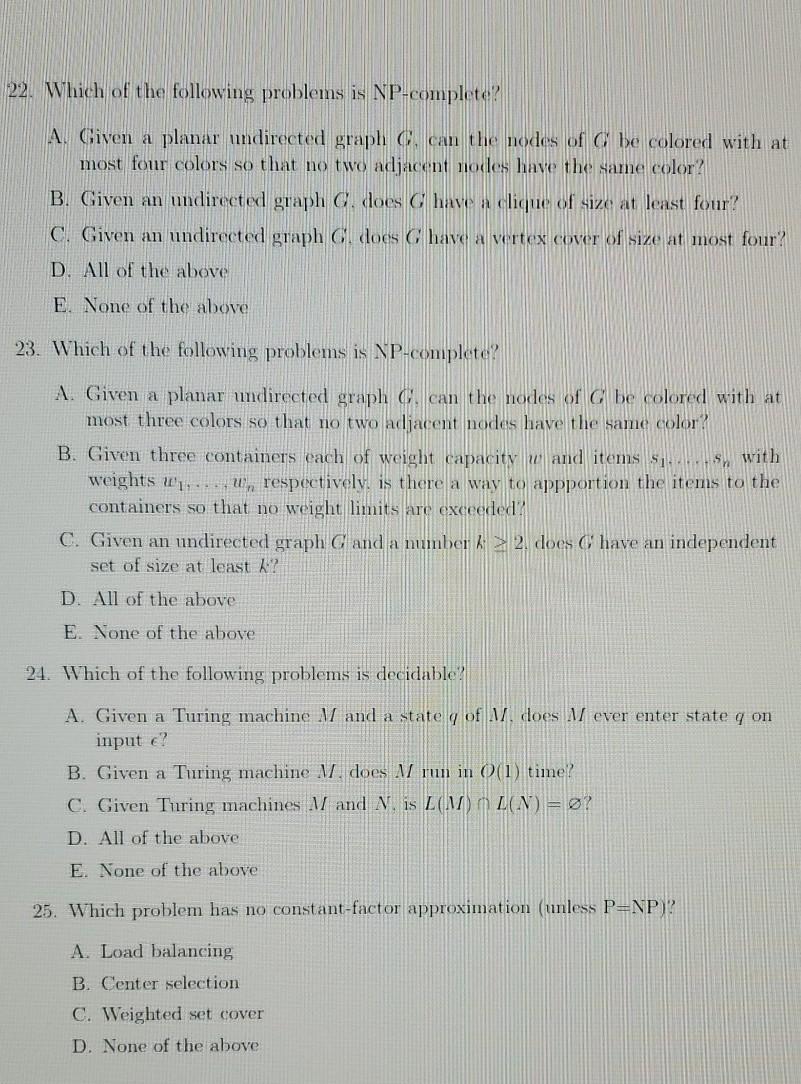Solved 22. Which of the following problems is NP-complete? | Chegg.com