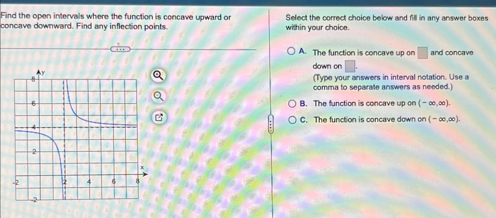 Solved Find the open intervals where the function is concave | Chegg.com