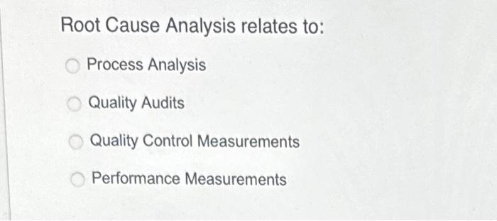 Solved Root Cause Analysis Relates To: Process Analysis | Chegg.com