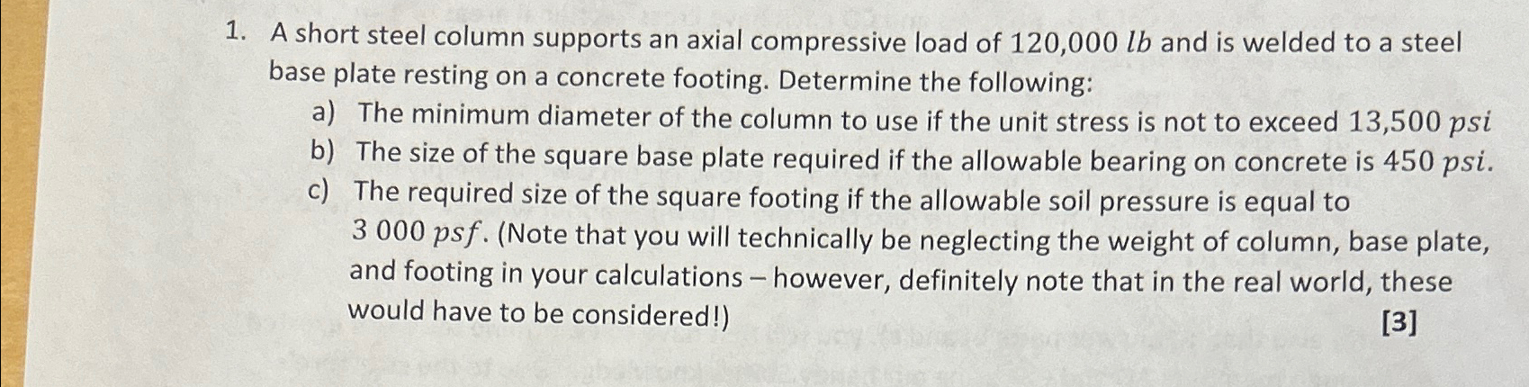 Solved A short steel column supports an axial compressive | Chegg.com
